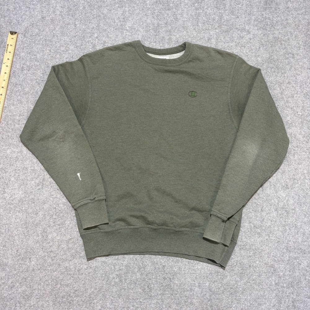 Champion Authentic Mens Medium Crewneck Sweatshirt Olive Green Athletic Pullover
